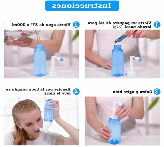 Nasal Rinse Kit voor Neusspoeling, 300 ml Vernevelaar voor Kinderen en Volwassenen, Effectieve Neusreiniging en Allergie Verlichting — afbeelding 4