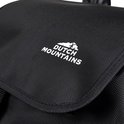 Logo van Dutch Mountains op een zwarte klep van een boodschappentrolley.