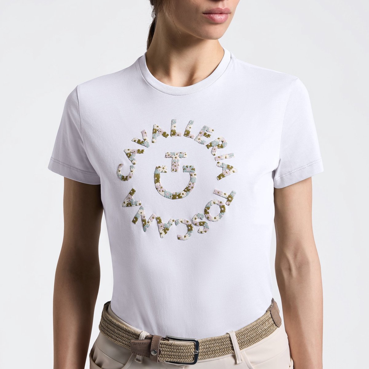 Cavalleria Toscana Dames Floral Embroidery T-Shirt One size