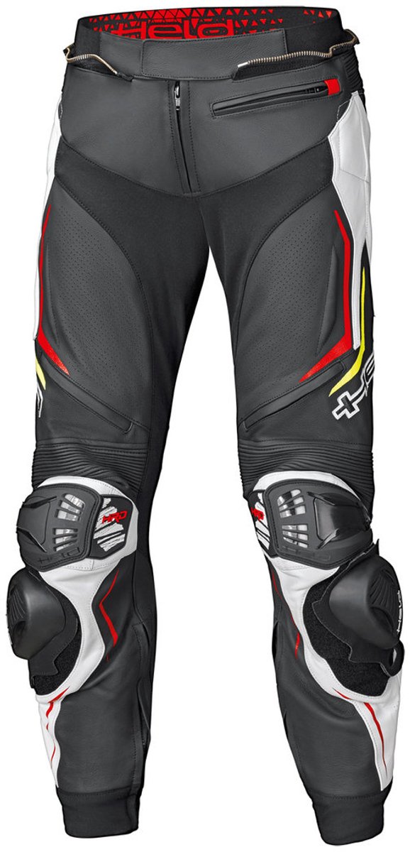 Held Grind II Zwart Wit Rood Leren Motorbroek - Broek