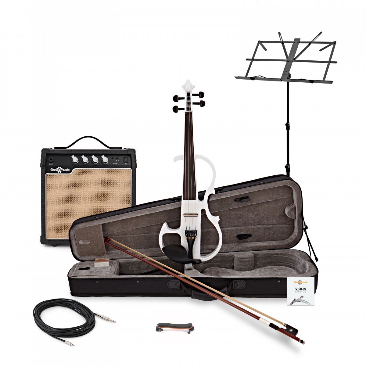 Elektrische Viool van Gear4music, Wit, met Versterkerpakket