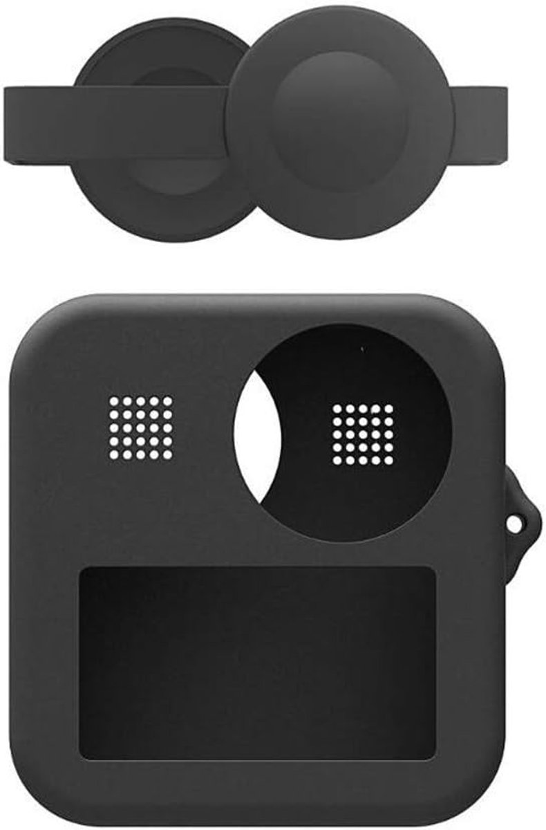 Siliconen camerabehuizing, zachte beschermhoes met lensdop en verstelbare camerariem.