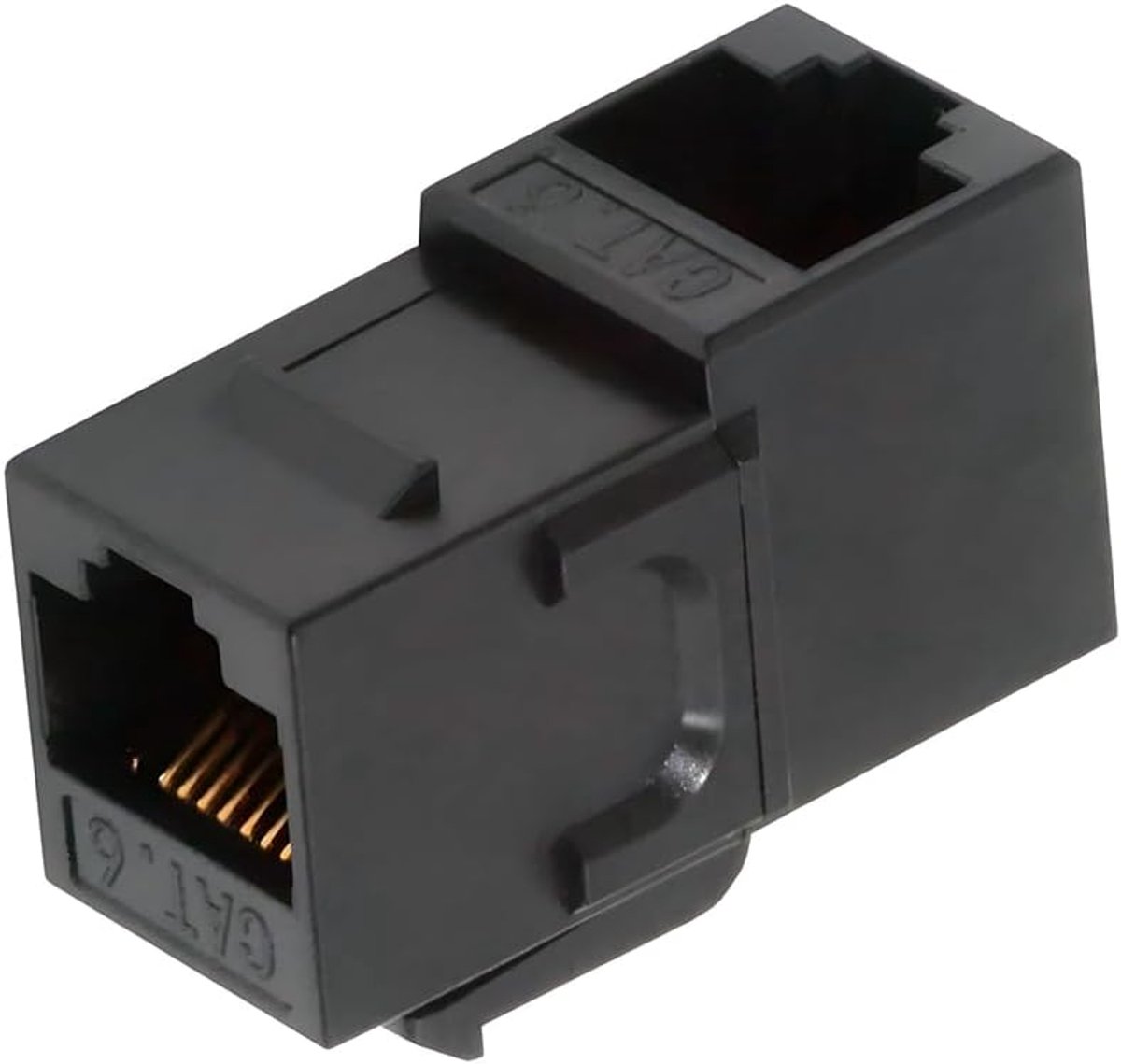 Hoekige Keystone Adapter - RJ45 Vrouwelijk Koppeling - Netwerk Kabel - 90 Graden Omhoog - Standaard Keystone - Zwart