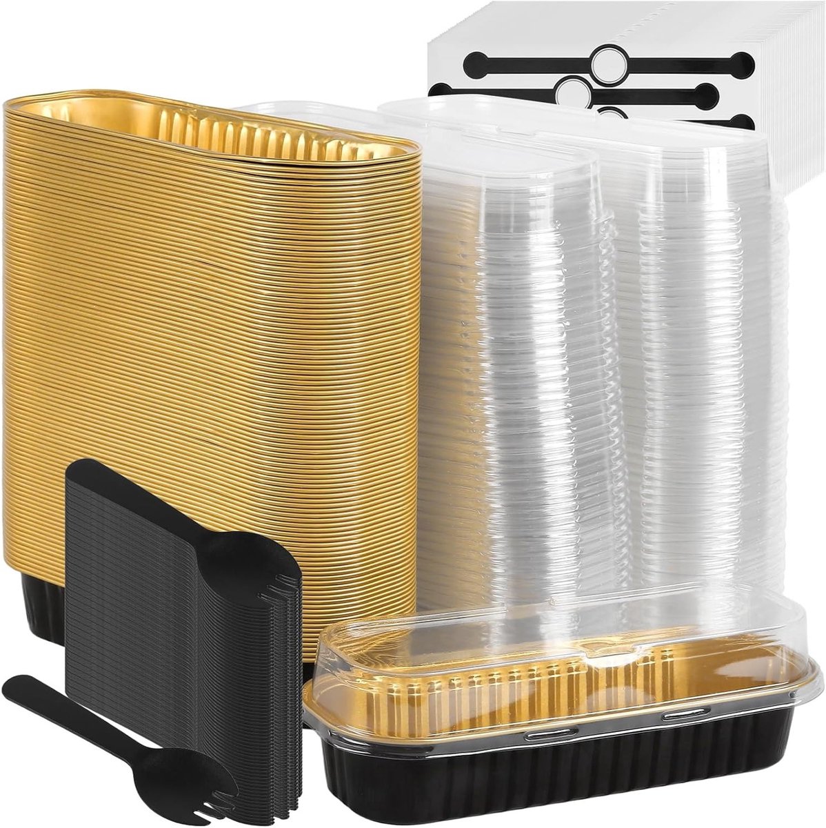 100x Mini Broodblikken met Deksel en Lepels voor Cake en Pudding