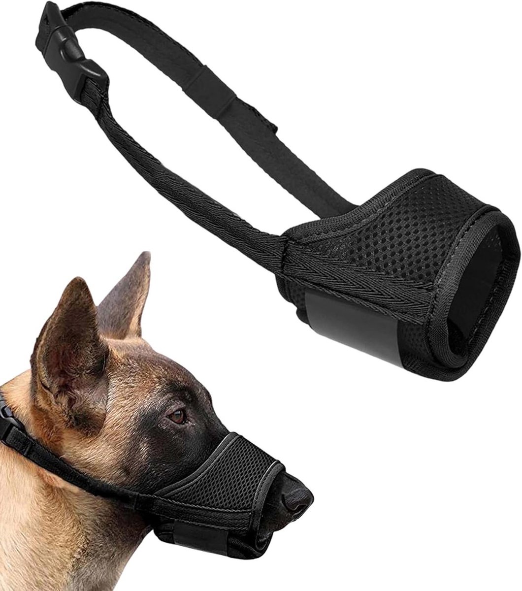 Muilkorf voor middelgrote honden met netweefsel voor eenvoudig aan- en uittrekken, voorkomt bijten, kauwen en blaffen, ideaal voor training en veiligheid
