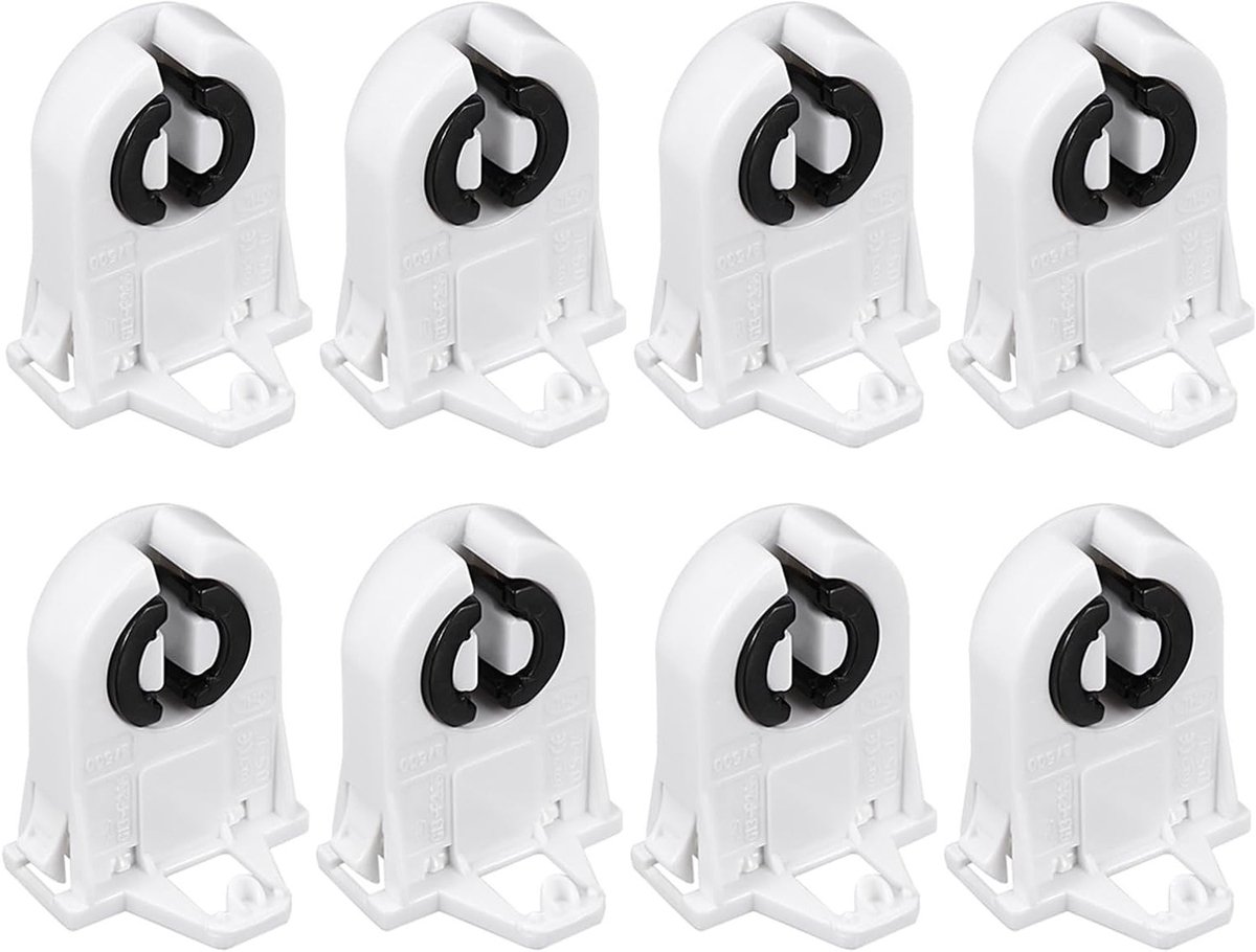 Set van 8 Fluorescente Lampenhouders voor T8 Lampen met G13 Basis - Vervangingsonderdelen voor Thuis en Kantoor - Ideaal voor Verlichting en Energiezuinig Gebruik
