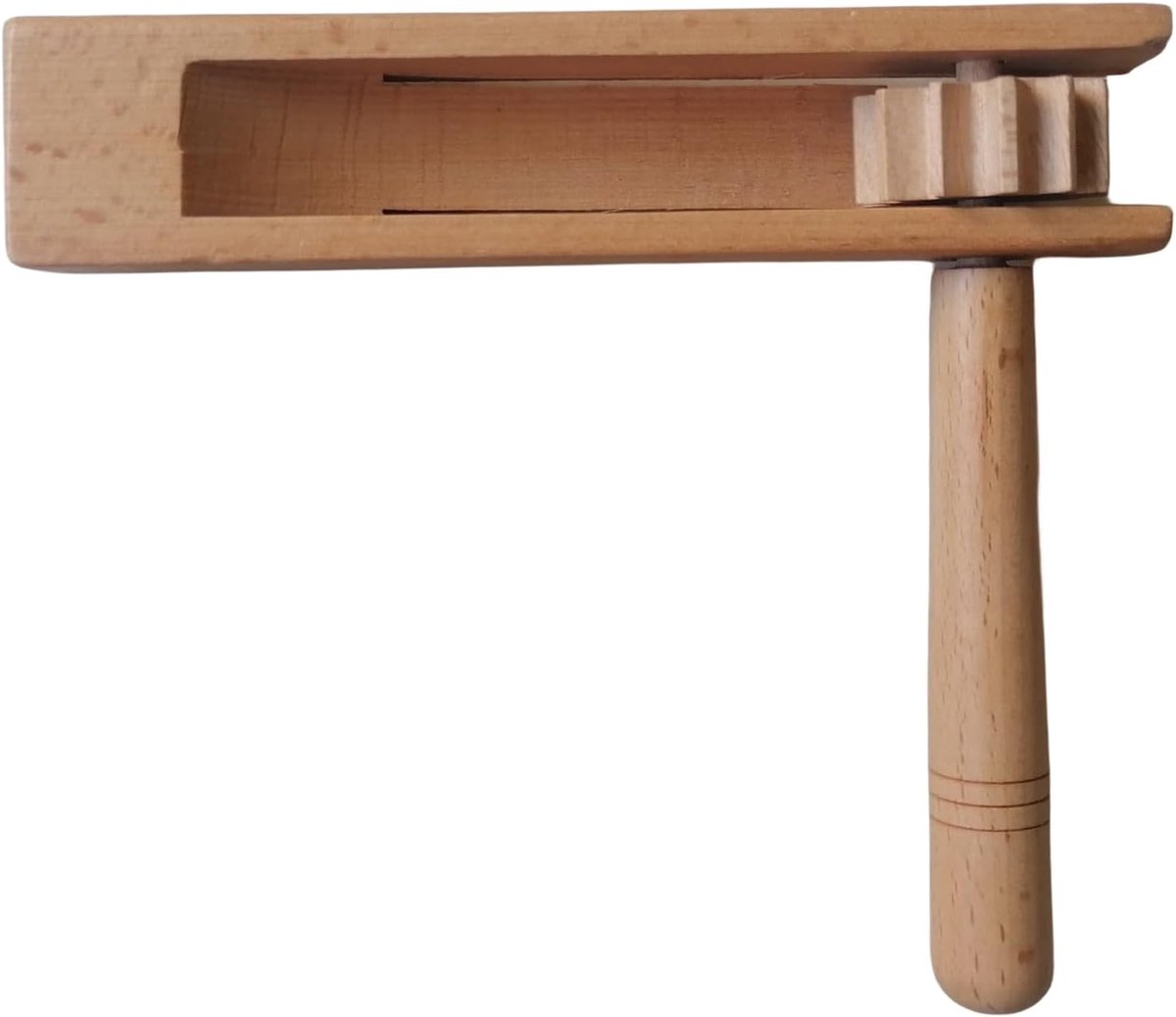 Houten Rammelaar - Ratelaar Speelgoed - Muzikaal Geluid - Glad Afgewerkt - 14.8 x 13.3 x 3.5 cm - Houtkleur