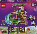 Achterkant van de LEGO Friends Pandaopvang doos met details van de set, minifiguren enpanda's.