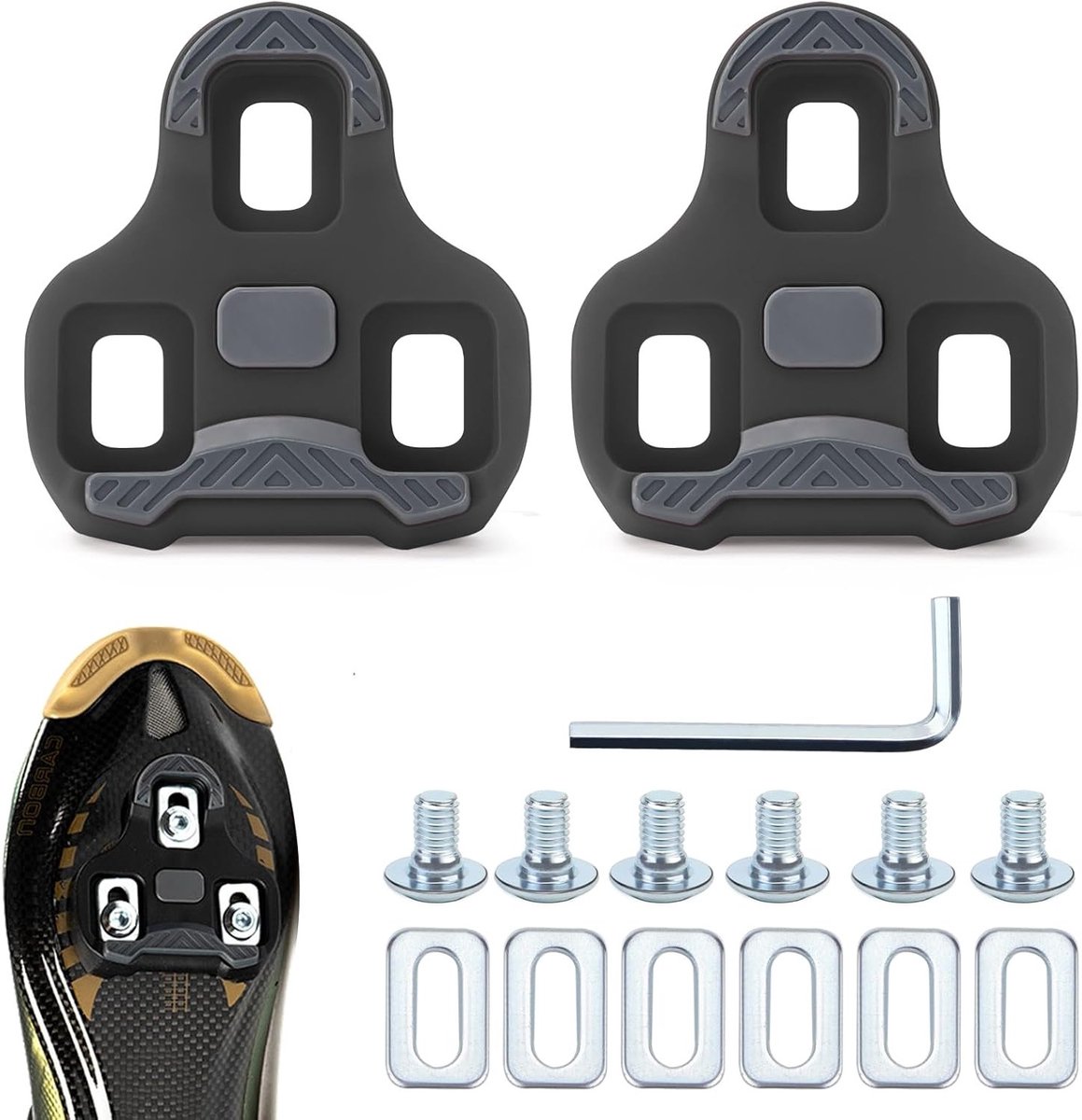 Fietspedaal Stollen - Fietsplaten - Compatibel met Look Keo - 3-Gats - Grip Blade 2 Max Carbon - Racefiets - MTB - Road - Fietsaccessoires Set - Schoenenplaat Set - Geschikt voor Pedaal - Zwart - Fiets Cleats - Classic Cleats