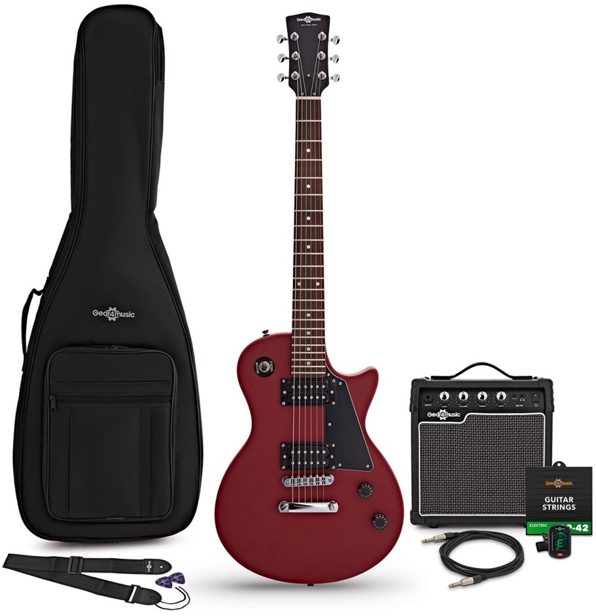 New Jersey Elektrische Gitaar Rood, 10W Gitaarversterker & Accessoireset