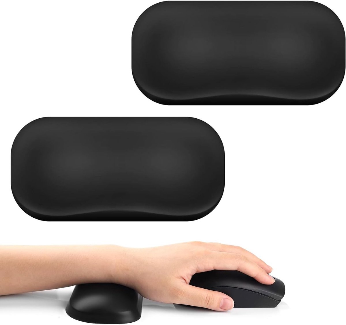 Ergonomische 2-delige Ondersteuning voor Elleboog en Pols, Antislip Handsteun voor Manicure en Acrylnagels, Desk Support (Zwart)
