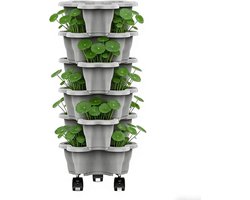 Verticale Plantenbak - Stapelbare Toren - Ruimtebesparend Tuinieren - Met Verrijdbare Wieltjes - Zeslaags Ontwerp