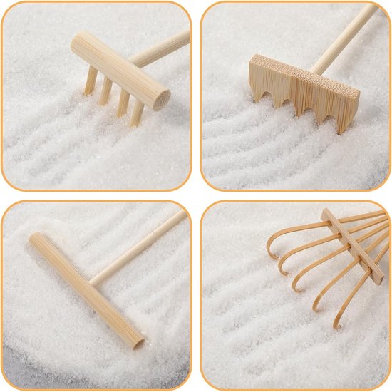 Dailygoods - Mini Zen Tuin Hark Gereedschap - Bamboe Set voor Thuiskantoor Decoratie van Dailygoods — afbeelding 4