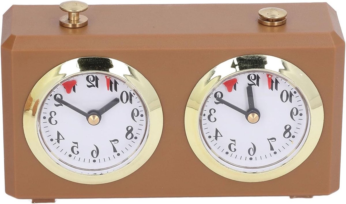 Professionele Houten Schaakklok met Analoge Timer, Nauwkeurige Mechanische Klok voor Schaak en Bordspellen, Geen Batterij Nodig, Ideaal voor Toernooien en Thuisgebruik
