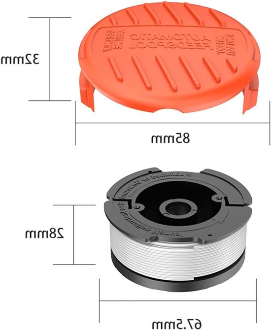 Trimmerdraad voor Autofeed Grasmaaier - 30 Feet/0.065 Inch Vervangspoelen met Caps en Veertjes — afbeelding 2