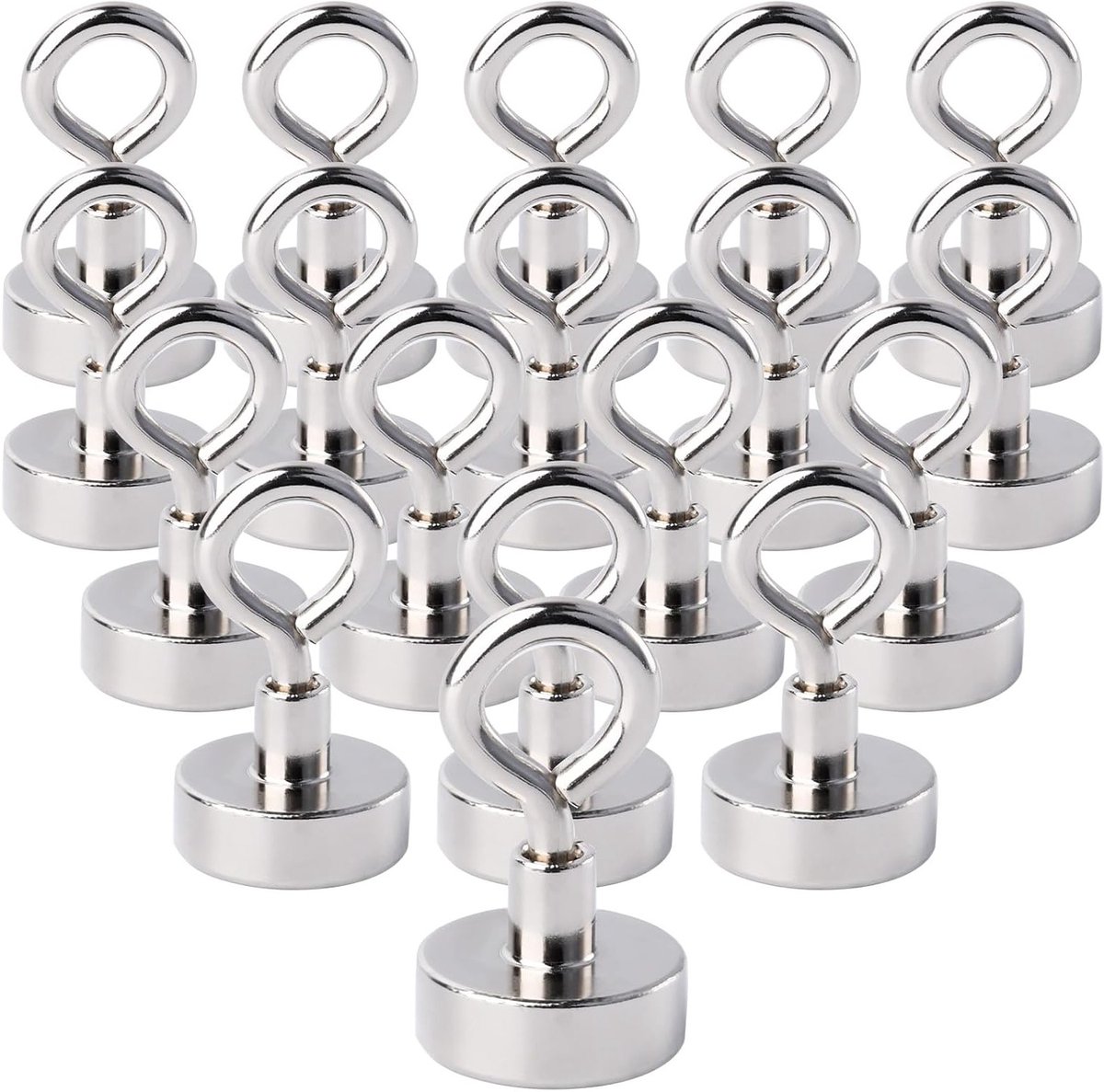Set van 18 Sterke Magnetische Haken met 20mm Neodymium Magneten - Ideaal voor Camping, Garage en Keuken met een Trekvermogen van 10kg