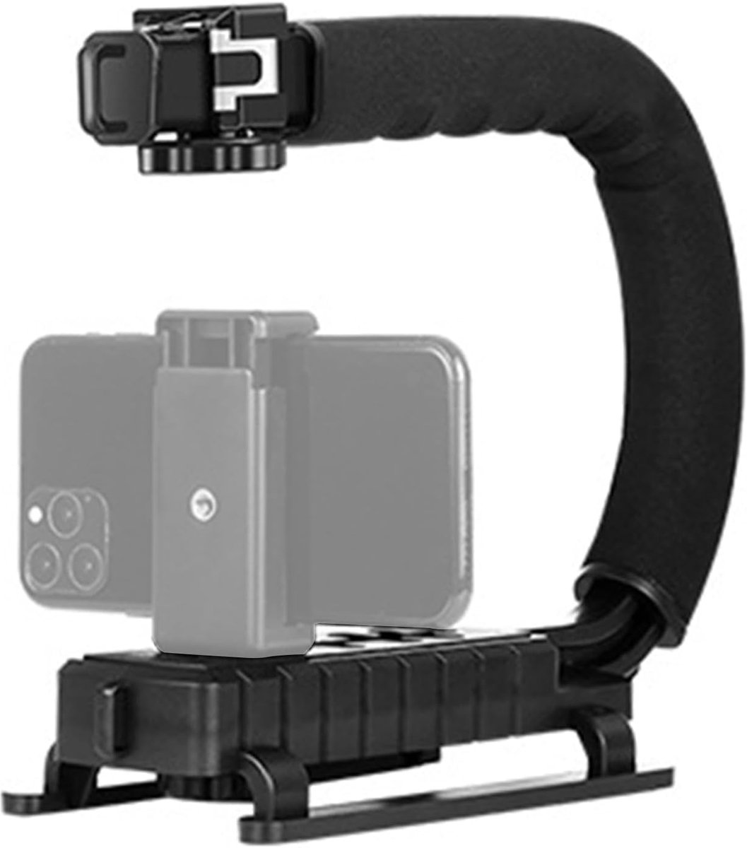 Camera Handgreep - Stabilisator Grip - Vloeiende Video - Ergonomische C-vorm - 25 cm - Zwart