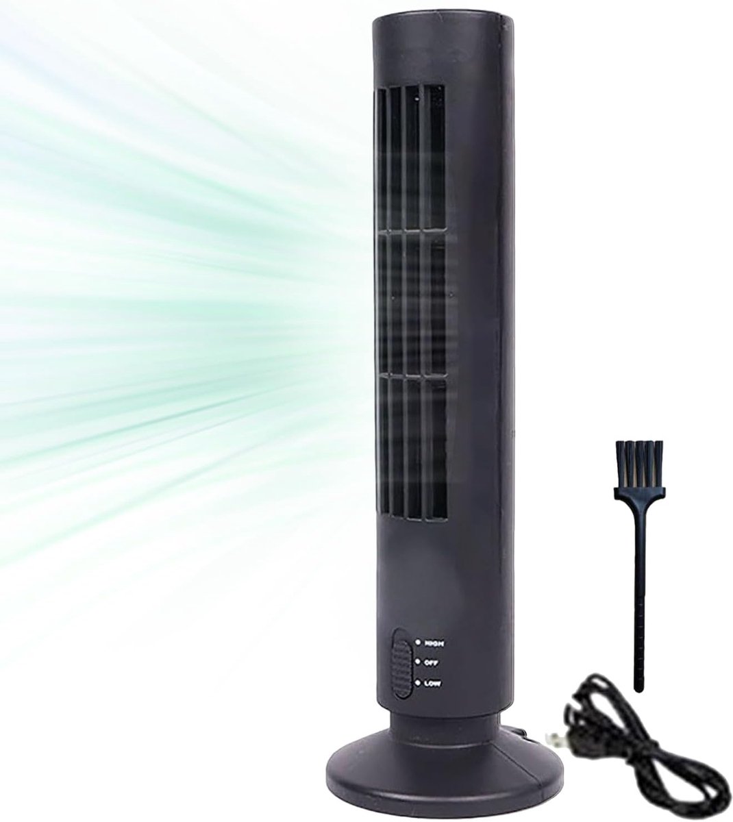 Staande Ventilator - Torenventilator Stille - Thuis Koelen - Energiebesparend Ontwerp - 10.8cm Hoog - Zwart