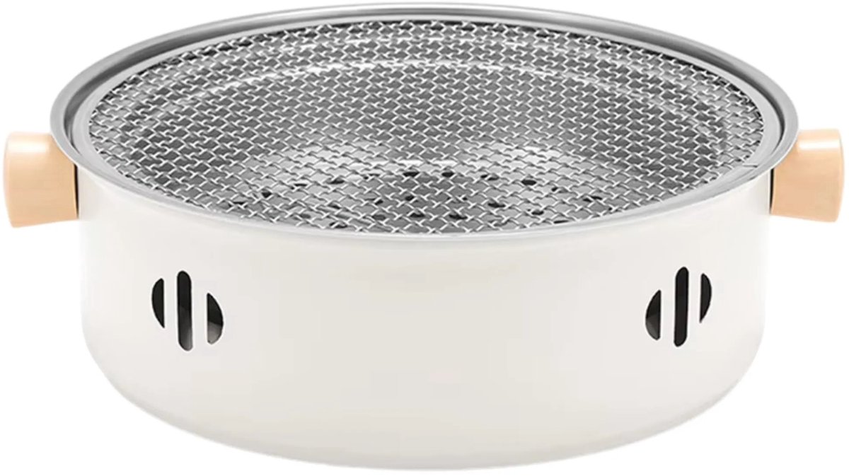 Draagbare houtskoolgrill van 26,5 cm, roestvrij staal, multifunctionele draagbare houtskoolgrill voor buiten