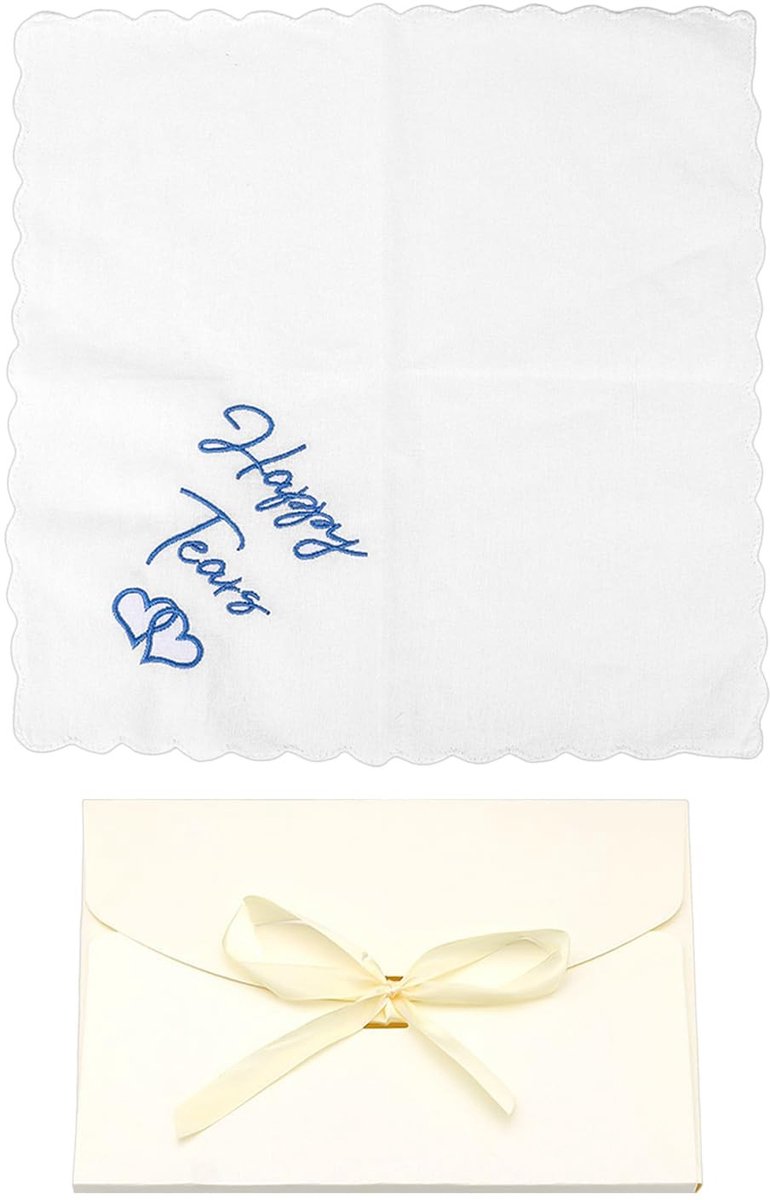 Dailygoods- Zakdoek Geborduurd 30x30cm - Katoenen Zakdoek - Huwelijksgeschenk - Verpakking Doos Parelmoer - Retro Stijl - Zacht en Comfortabel - Huwelijkszakdoek