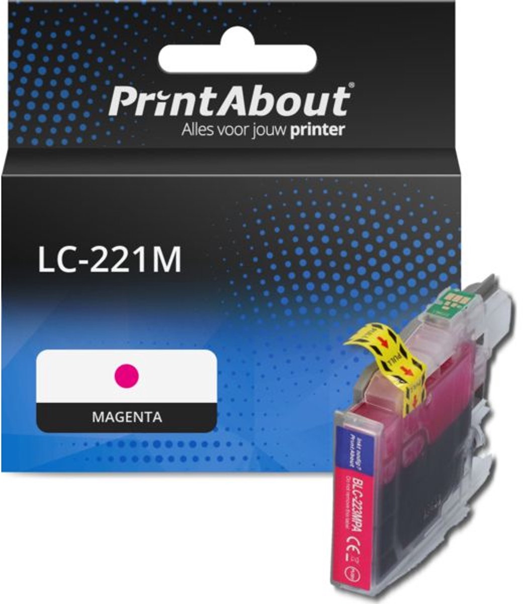 PrintAbout huismerk Inktcartridge LC-221M Magenta geschikt voor Brother