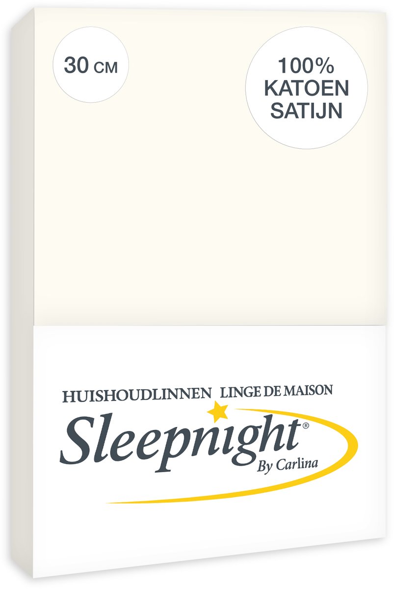 Sleepnight Hoeslaken Satijn 30 cm Ivoor - 140 x 200 cm - [Ivoor]