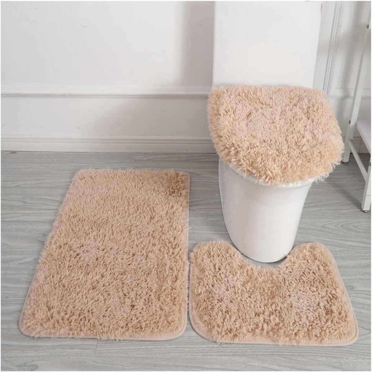 WC-stoelhoes set - Badmatten - Badkamer Comfort - Dikke wasbare stof - 3-delig - Rood
