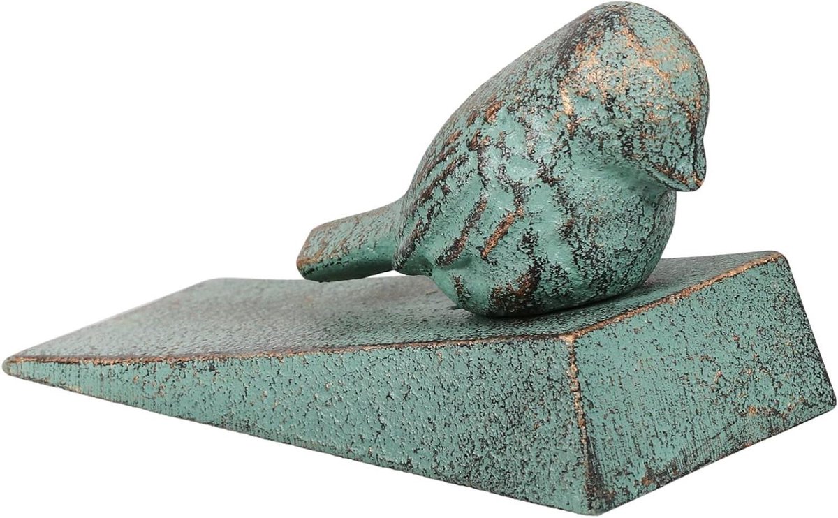 Vogel Deurstopper - Dier Deurwig - Huis Decoratie - Gietijzeren Figuur - 6x12CM - Groen