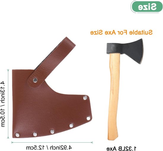 Leren bijlenscherm voor 1 lb bijl, dubbele snap sluiting, draagbaar en perfect voor buitenactiviteiten, bescherming voor bijlkop en bijlblade — afbeelding 2