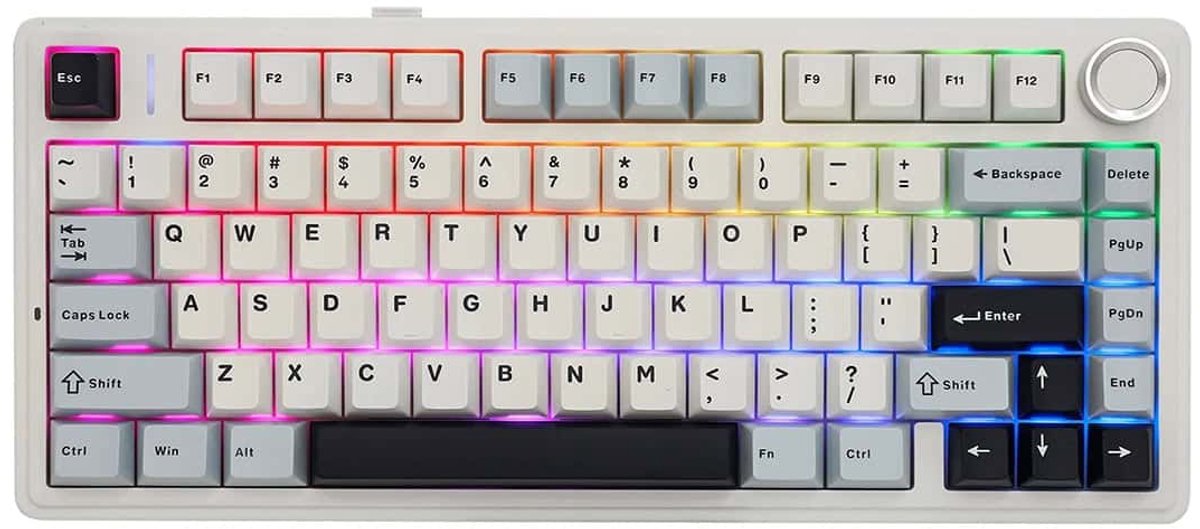 EPOMAKER F75 Light Blue LEOBOG Reaper Switch RGB Draadloos Hotswap Mechanisch Gaming Toetsenbord