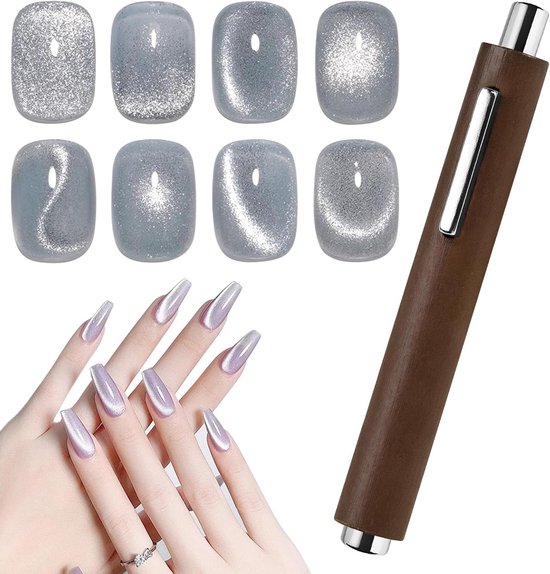 3-in-1 Cat Eye Nagel Magnet met Houten Handvat