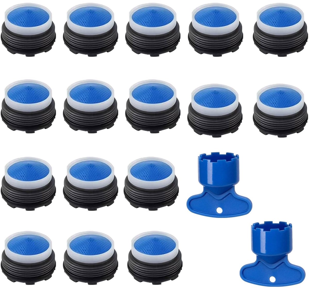 Dailygoods- Kraanbeluchter 16-Delige Set - M22 Beluchters - Kraanzeef Inzet - Waterbesparing tot 40% - Hoogwaardig ABS-Kunststof - Eenvoudig te Installeren - Straalregelaar