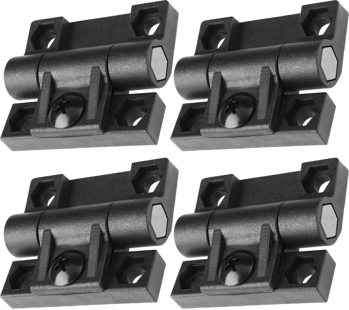 Dailygoods- Scharnieren 4 Stuks - Verstelbare Koppel - Zwart Plastic - Demping en Positionering - Geschikt voor Garderobe Kast Deuren - Koppelscharnier