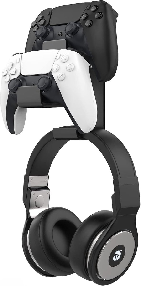 Dailygoods - Controllerhouder - Gamepad-houder - Handsfree gebruik - Zwart - Koptelefoonhanger - Geschikt voor alle consoles - Universeel ontwerp