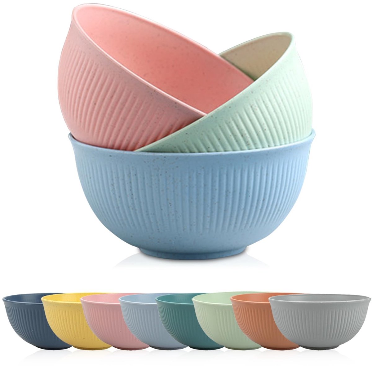 Dailygoods- Mueslikommen Set van 8 - Grote Kommen - Magnetron-/Vaatwasmachinebestendig - Herbruikbare Slakom - Lichtgewicht en Duurzaam - Voedselveilige Materialen - Ontbijtkommen