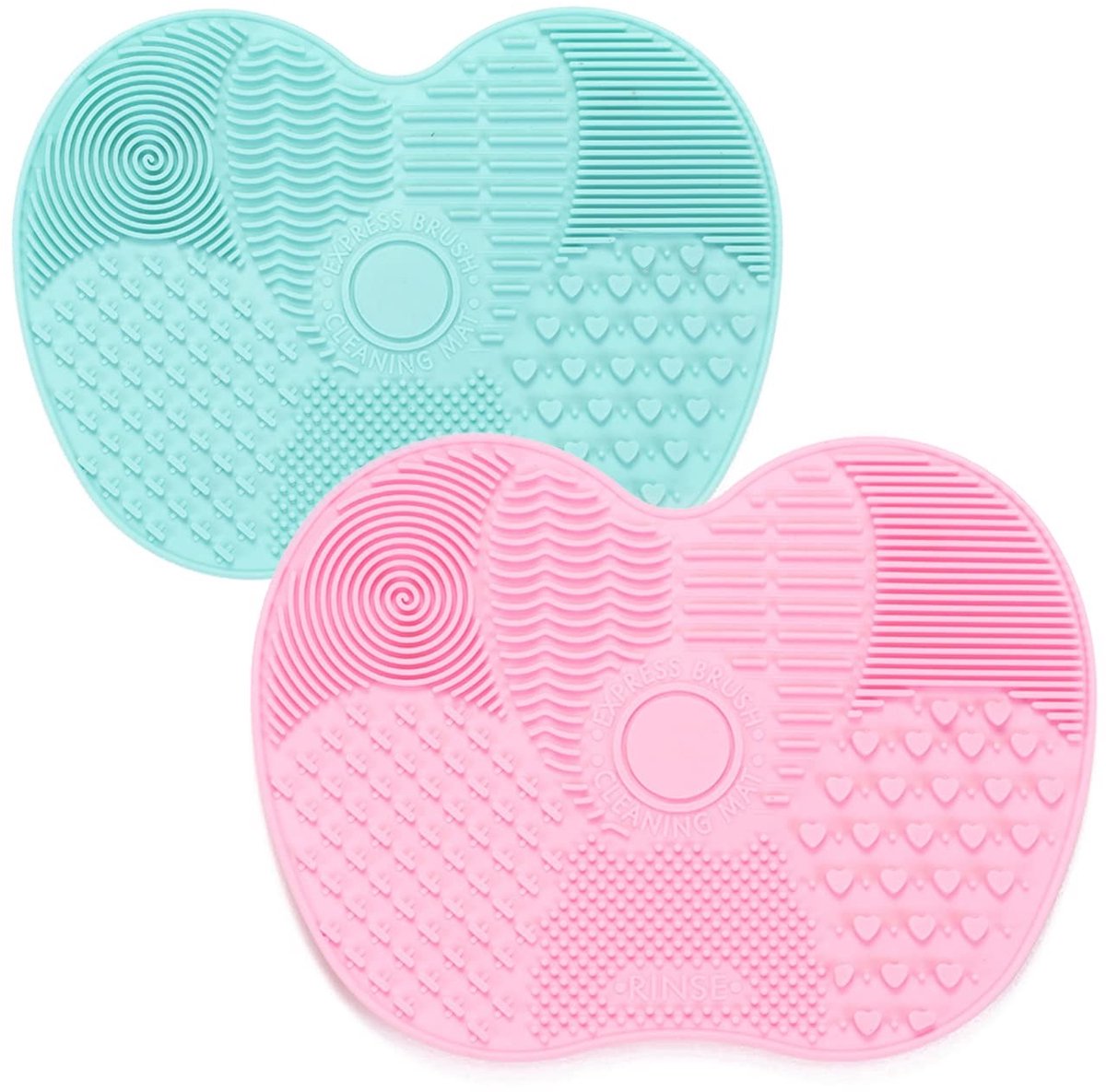 Dailygoods- Make-upkwasten Reinigingsmat Hoogwaardig - Siliconen Scrubber - Cosmetische Reinigingspad - Draagbaar Wasgereedschap - 2 Stuks - Appelvormige Matten - Make-up Reinigingsmat