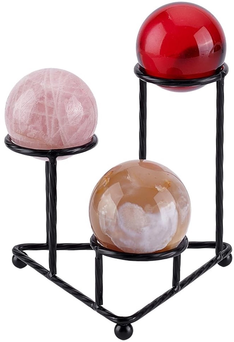 Dailygoods- Bolstandaard Metalen - Display Standaard - Driehoekige Basis - Desktop Ornament - Voor 40 mm Bol - Decoratie Bureaublad - Displaystandaard