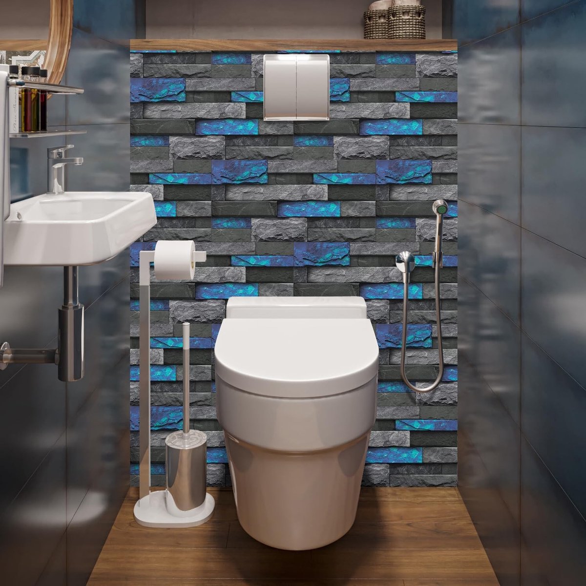 Dailygoods- Muursticker 12 Stuks - Waterdicht - Zelfklevend - 3D Steen/Baksteen Effect - Eenvoudig te Installeren - Milieuvriendelijk - Wanddecoratie