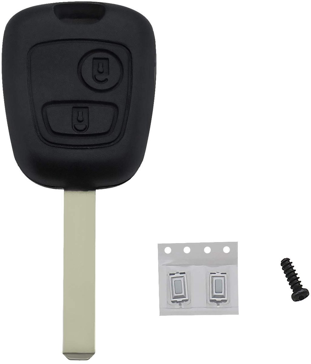 Dailygoods - Sleutelhanger Case Reparatiekit - Vervangende Afstandsbediening - Zwart - 2-knops Sleutel - Geschikt voor Citroen modellen - Inclusief ac...