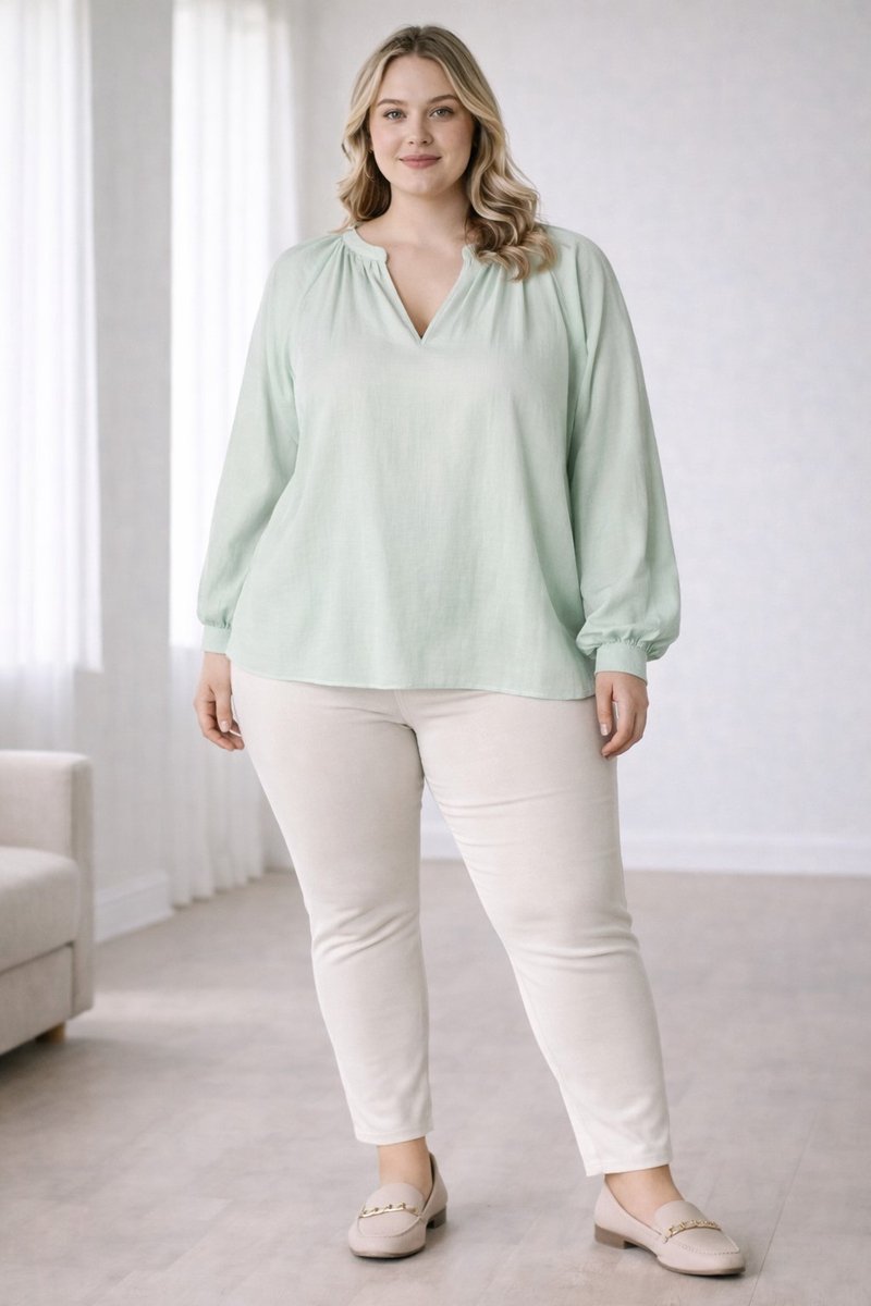 YEST CURVE Wendelyn Essential Tops - Pastel Green - maat 4(54/56)