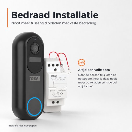 Video Deurbel - Inclusief Binnenbel & SD-kaart(32GB) Vast stroom of Batterijen - 2K Ultra HD - WiFi - T-ring geluid - Zonder abonnement - Video deurbel met Camera
