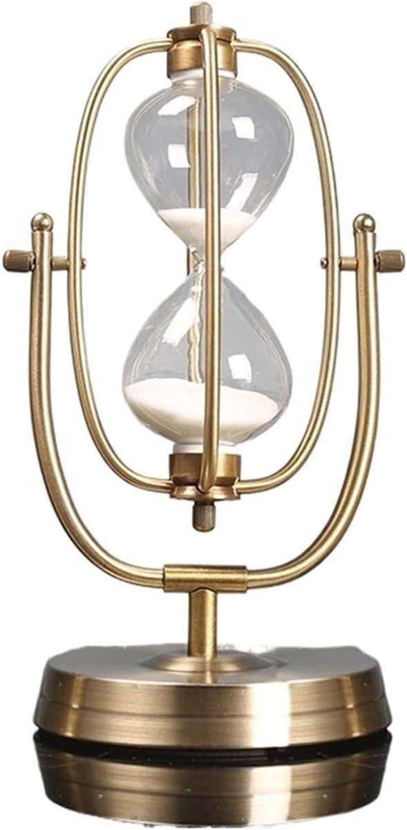 Zandloper Ornament - Stromend Zand - Tijd Management - Visuele Tijdregistratie - 10 cm Hoog - Goud