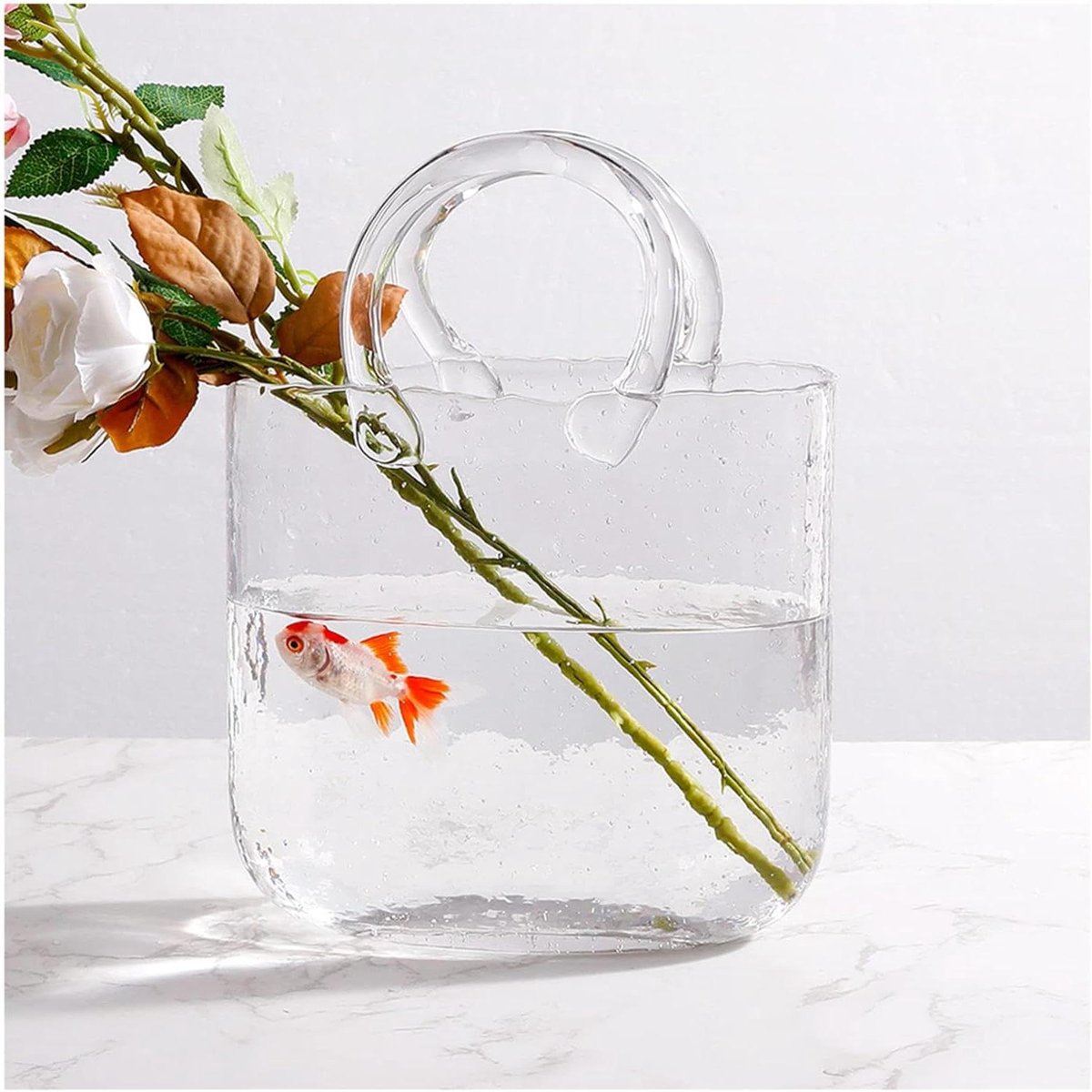 Portemonnee Vaas - Handtas Vaas - Bloemen Presenteren - Uniek Handtas Ontwerp - 10.24 Inch Hoog - Transparant