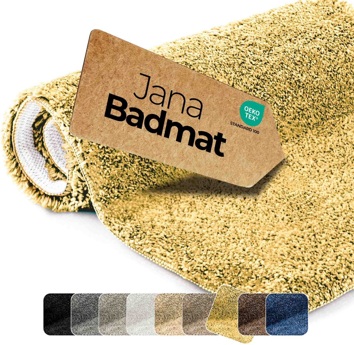 etérea Jana antislip badmat Goud 50x80 cm shaggy hoogpolig