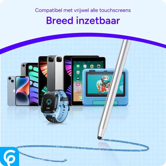SBG Universele Stylus Pen Geschikt voor Telefoon Tablet en iPad - Twee zachte punten - Eén precisie punt - Zilver van Merkloos — afbeelding 3