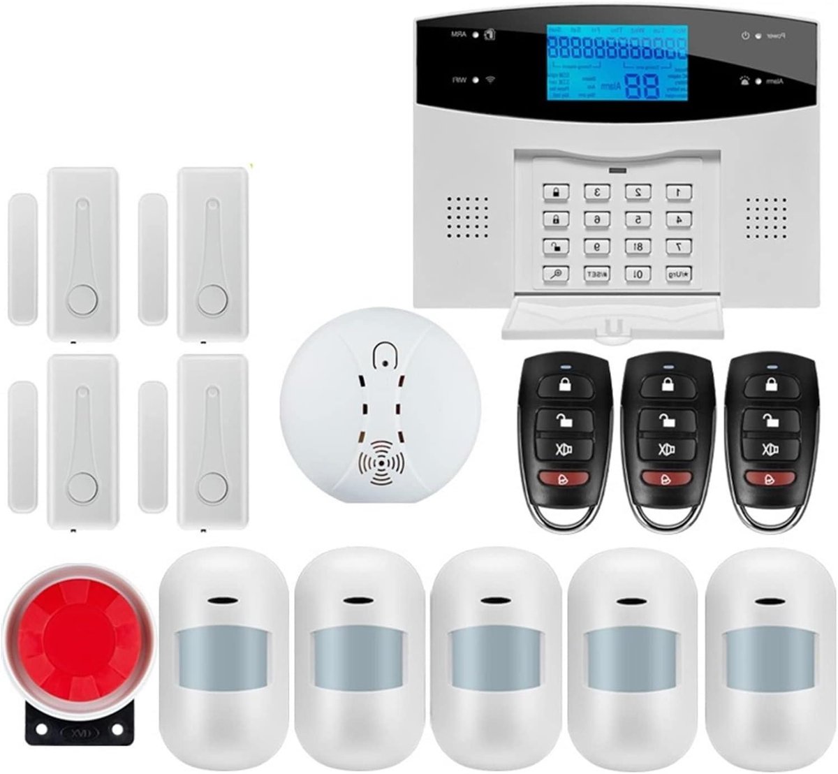 Draadloos Alarmsysteem - GSM Home Security - Huis Beveiligen - APP Bediening - 99 Zones - Zwart