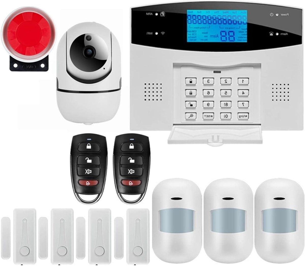 Draadloos Alarmsysteem - Home Security - Huis Beveiligen - Tuya APP Compatibel - 99 Zones - Zwart