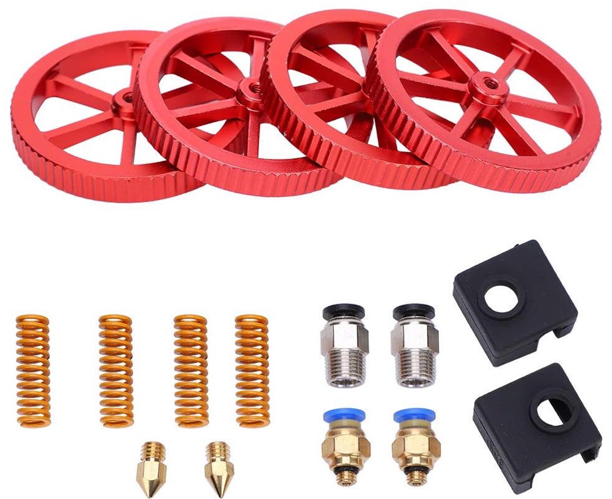 Extruder Upgrade Kit - Printer Onderdelen - 3D Printen Verbeteren - Betrouwbare Filamenttoevoer - 4 Stelmoeren 4 Veren - Rood