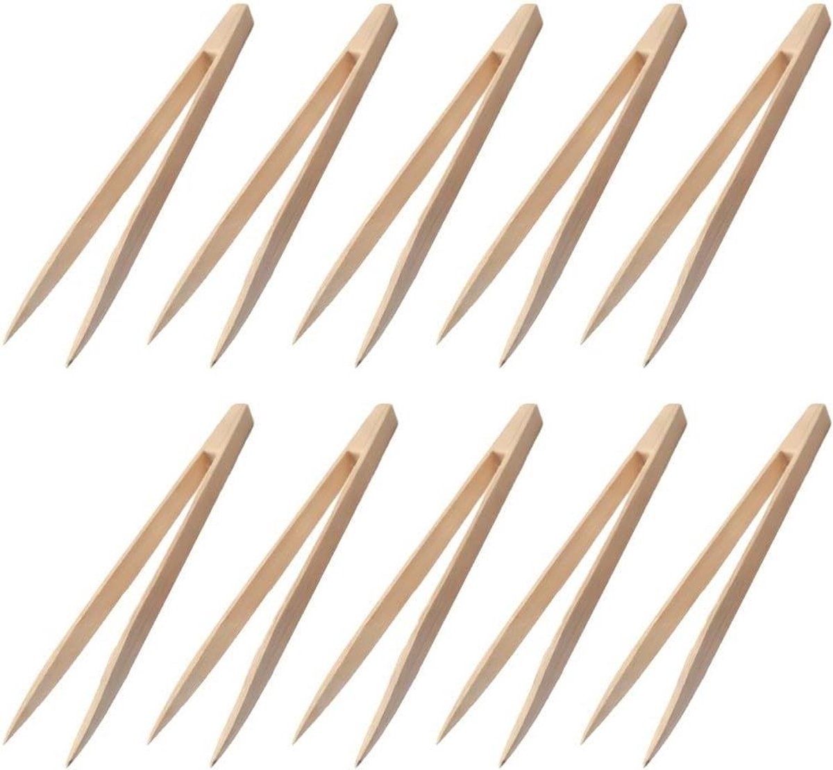 Houten Pincetten - Ambachtelijke Tang - Precisiewerk - Antistatisch Ontwerp - 10 Stuks 15cm - Natuurlijk Hout
