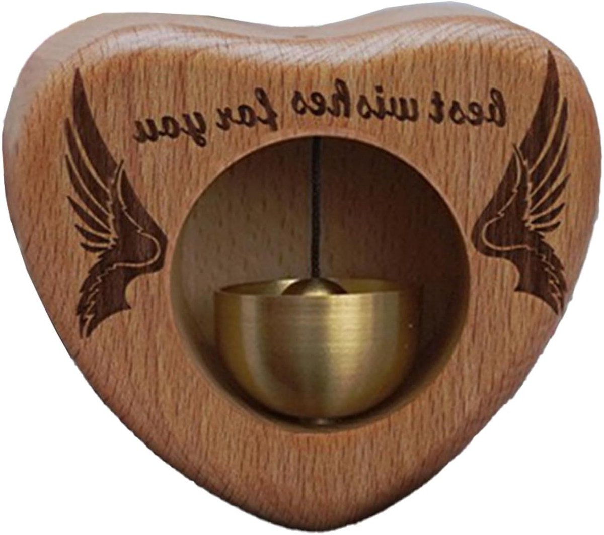 Houten Deurbel - Windgong Ornament - Decoratie Thuis - Messing Klokje - 3 stuks - Nootkleur